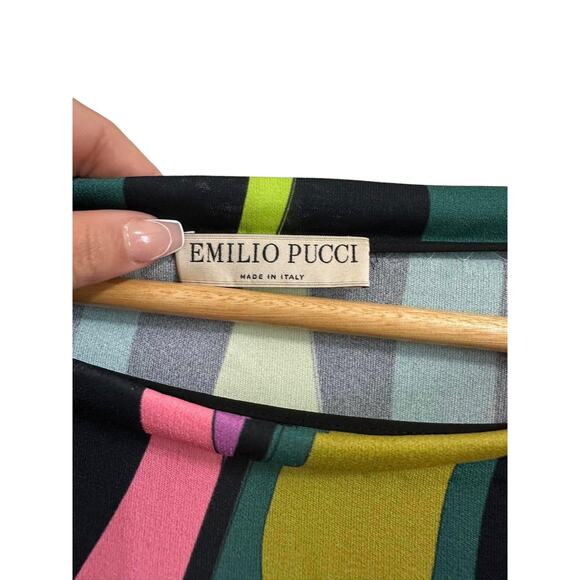 EMILIO PUCCI Marmo-Print Multicolored Top Silk Size 2 $935 - Picture 7 of 9